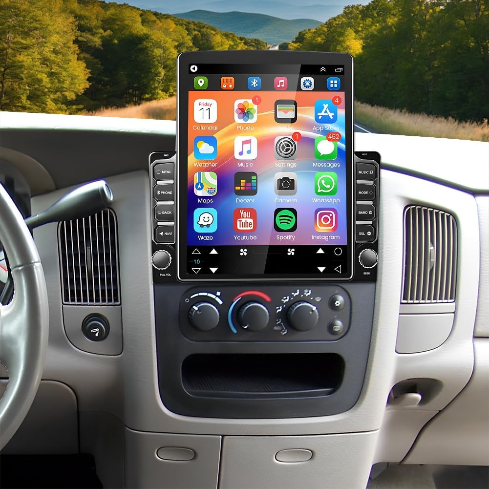 Car Stereo Radio Upgrade for Dodge Ram 1500 2500 3500 2002-2005, Android 13 with CarPlay Android Auto Bluetooth GPS Navigation Touch Screen Head Unit Backup Camera, 9.7 Inch IPS Screen 2GB+32GB