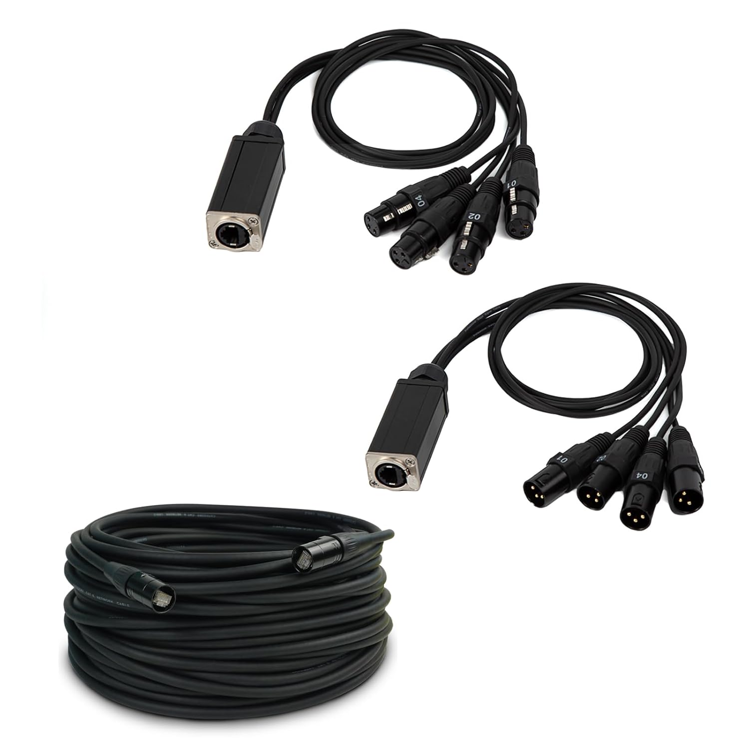 Jamesin 4 Channel 3-pin XLR Snake Cable to Ethercon Cable&CAT6 Shielded Ethercon Cable,100FT