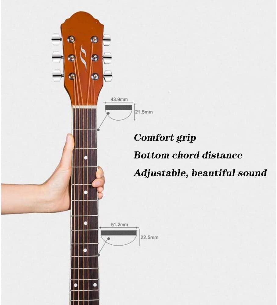 Full Size Guitar Ballad Wooden Guitar 38 Inch Student Practice Travel Musical Instrument Portable Waterproof Backpack Metal Strings Beginner Acoustic Guitar Starter Package Student G (Beige Long)