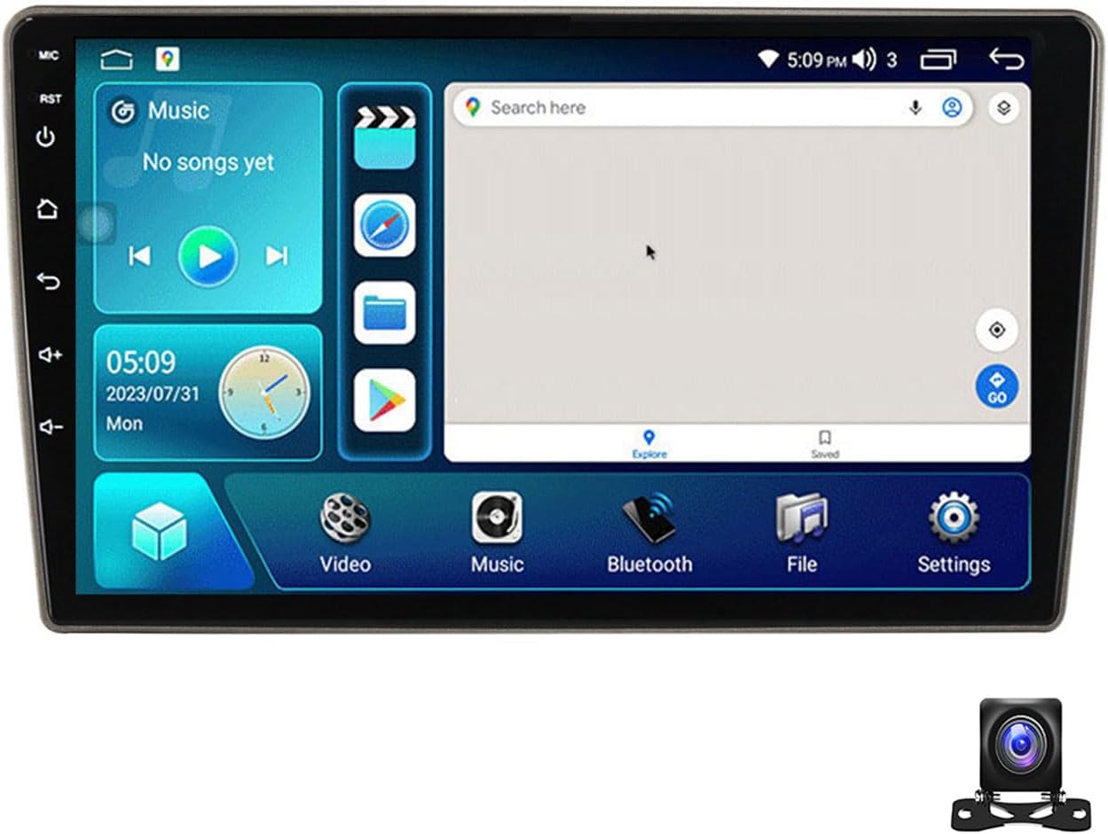 Double Din Car Stereo Bluetooth MP5 Player with Carplay/Auto, 9 Inch Touchscreen Radio Receiver with AHD Backup Camera, for Nissan Tiida 2005~2010 Support 4G/SWC/DSP,4 core m150s 2g+32g