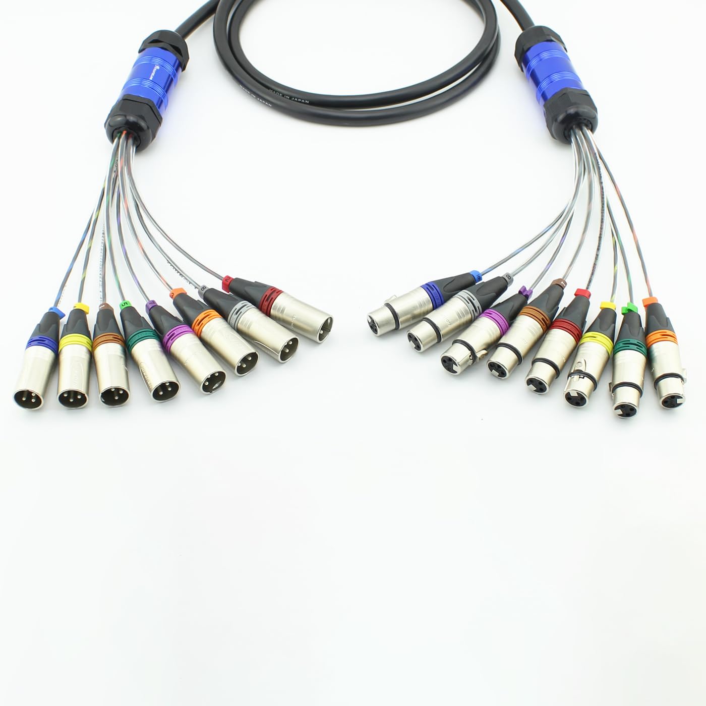 Hand-Welding XLR Snake Cable 8 Channel Male to Female Balanced Microphone Cable, for Stage Recording Studio Live Mobile Performance Signal Line, Made by Canare MR202-8AT, Neutrik NC3MXX NC3FXX