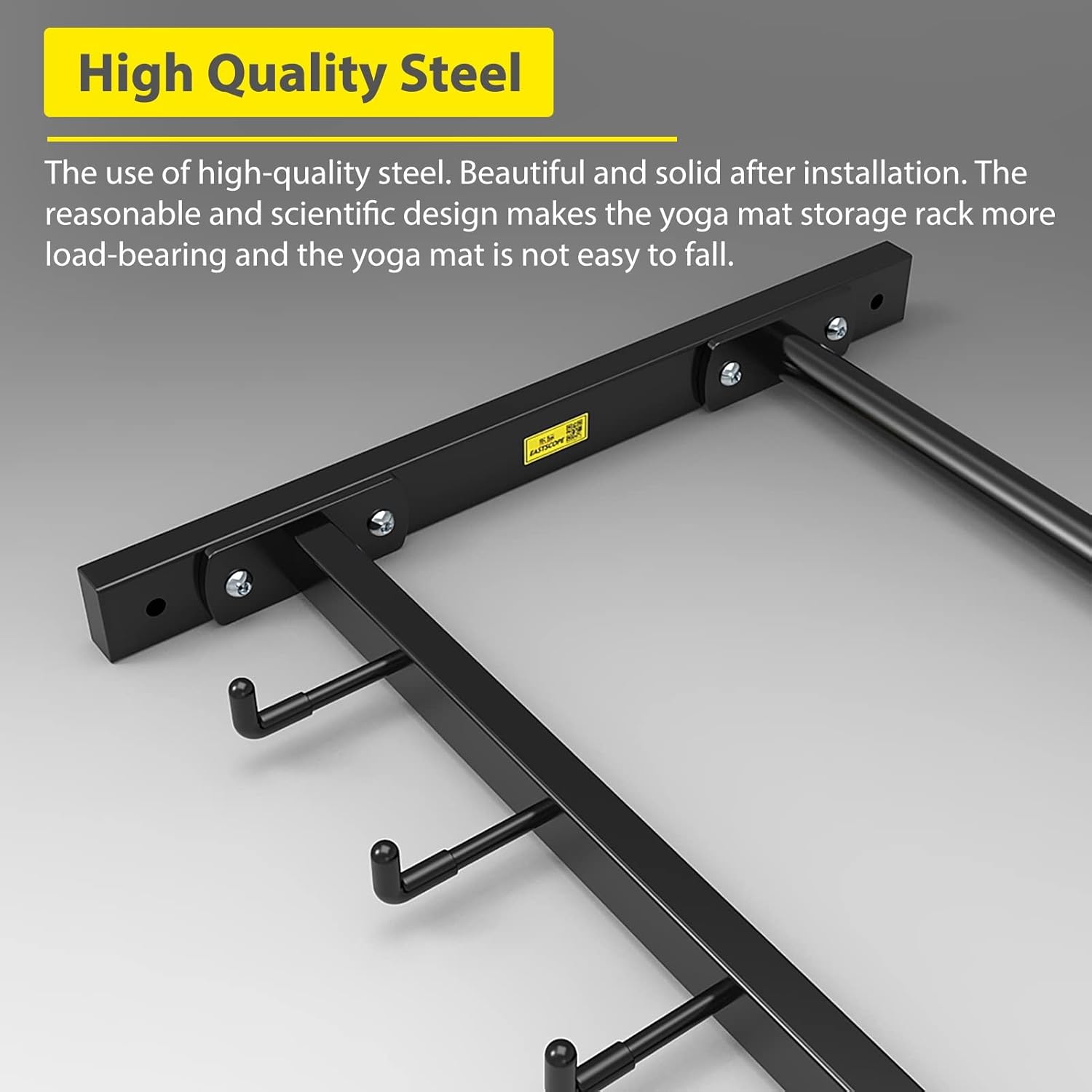 Wall Mount Yoga Mat/Balls Holder for Home/Gym/Office Corner, Heavy Duty Exercise Mats Storage Shelf with Hooks - for Hanging Yoga Straps