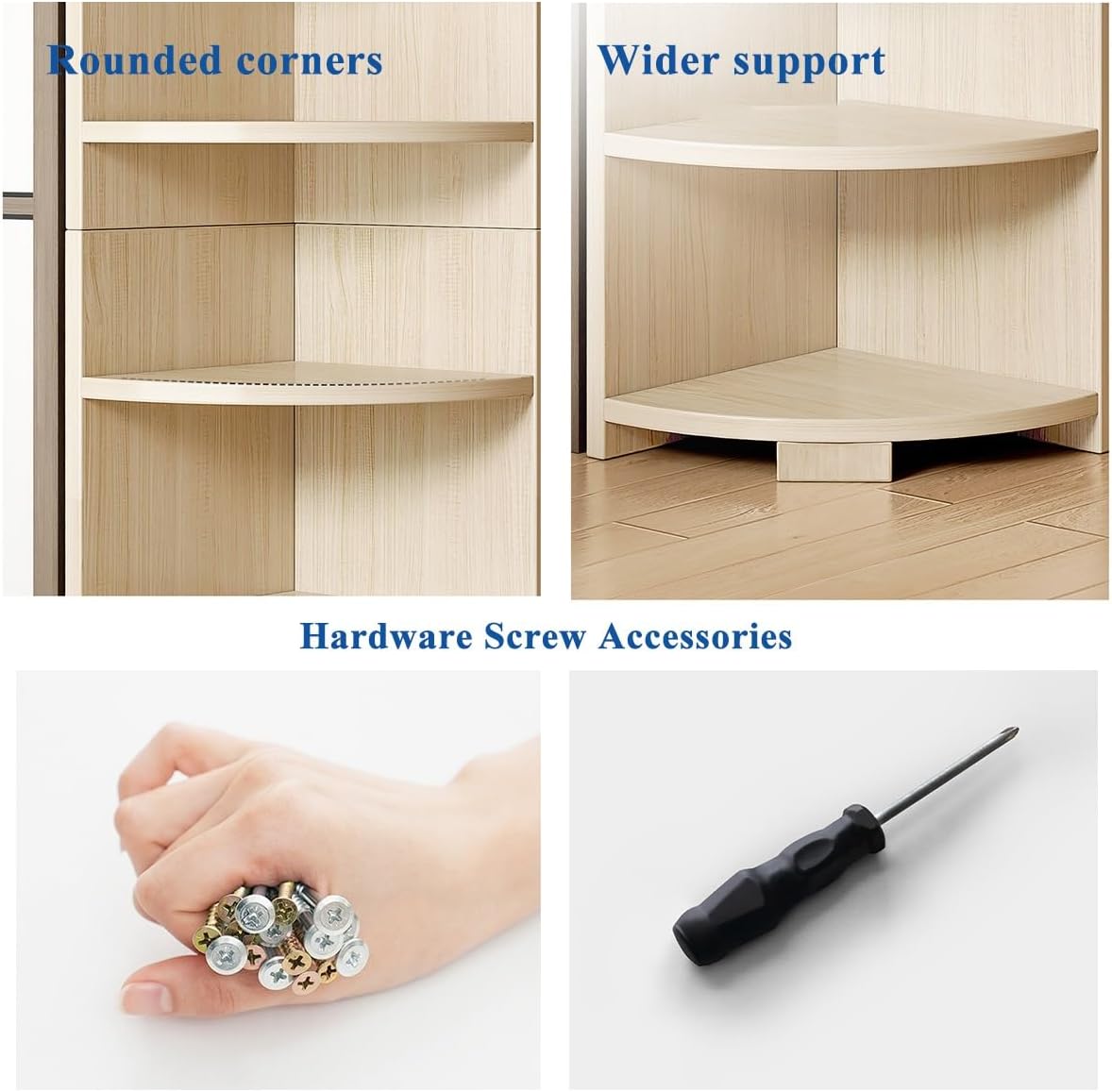 Storage Standing Shelf Unit,Corner Bookcase for Living Room, Home Office, Bedroom,Storage Cabinet Display Shelf Easy Installation 59/70Inch Tall Corner Stand (30cm/6 Tier White)