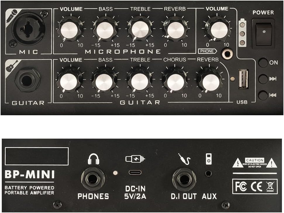 Acoustic Guitar Amplifier, 30 Watt Bluetooth Speaker Rechargeable Portable Acoustic Guitar Amp with Reverb Chorus Effect,3 Inputs, Black