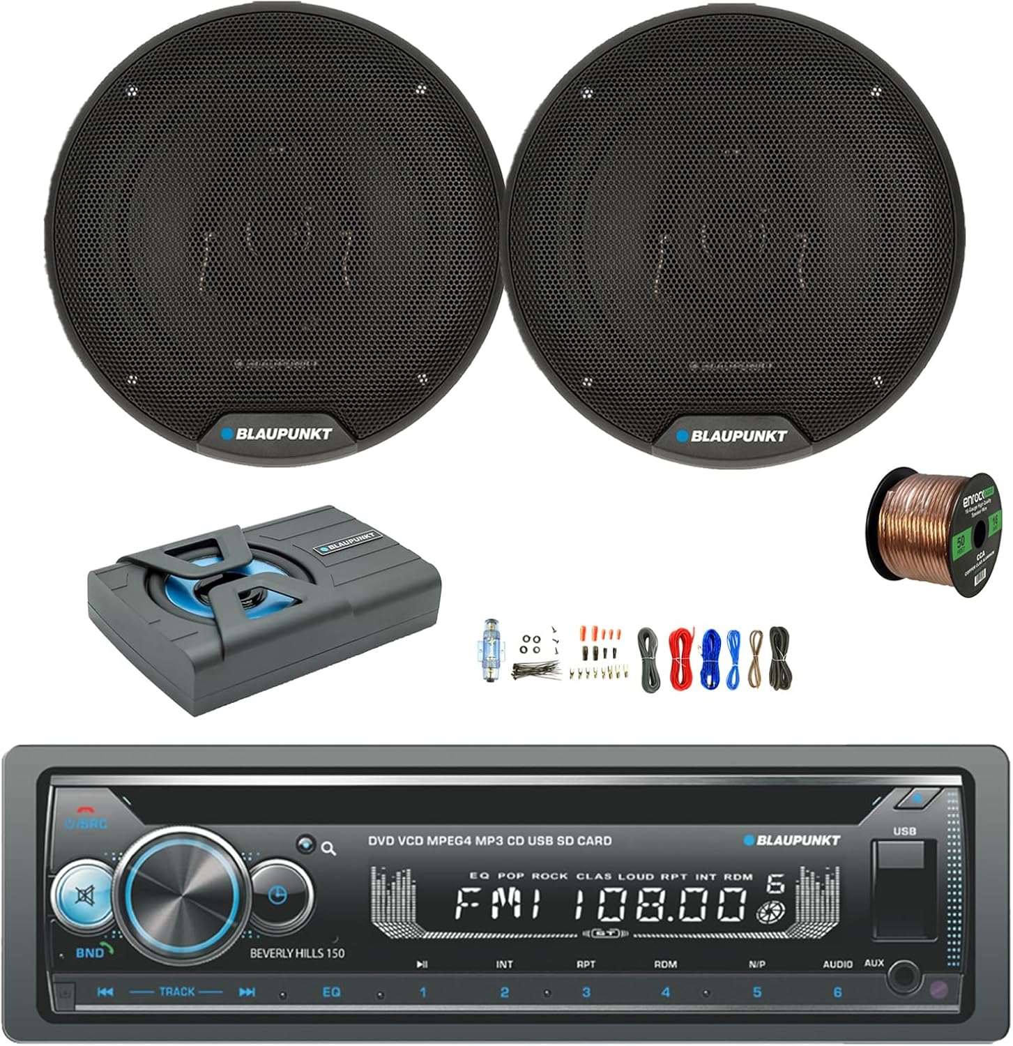 Blaupunkt Beverly Hills 150 Single DIN Bluetooth DVD/CD Stereo Receiver, 8