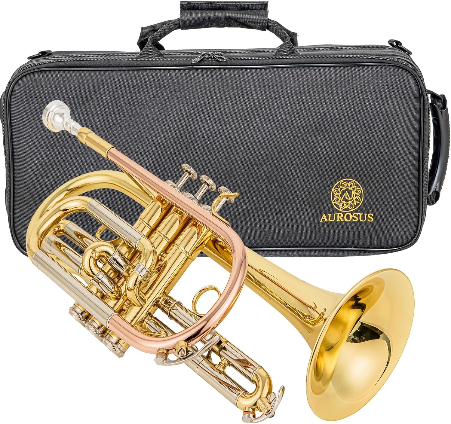 aurousus bb cornet acr 8330 for beginners intermediate players stainless steel valves ml bore gold brass leadpipe 120mm bell lacquered lightweight durable