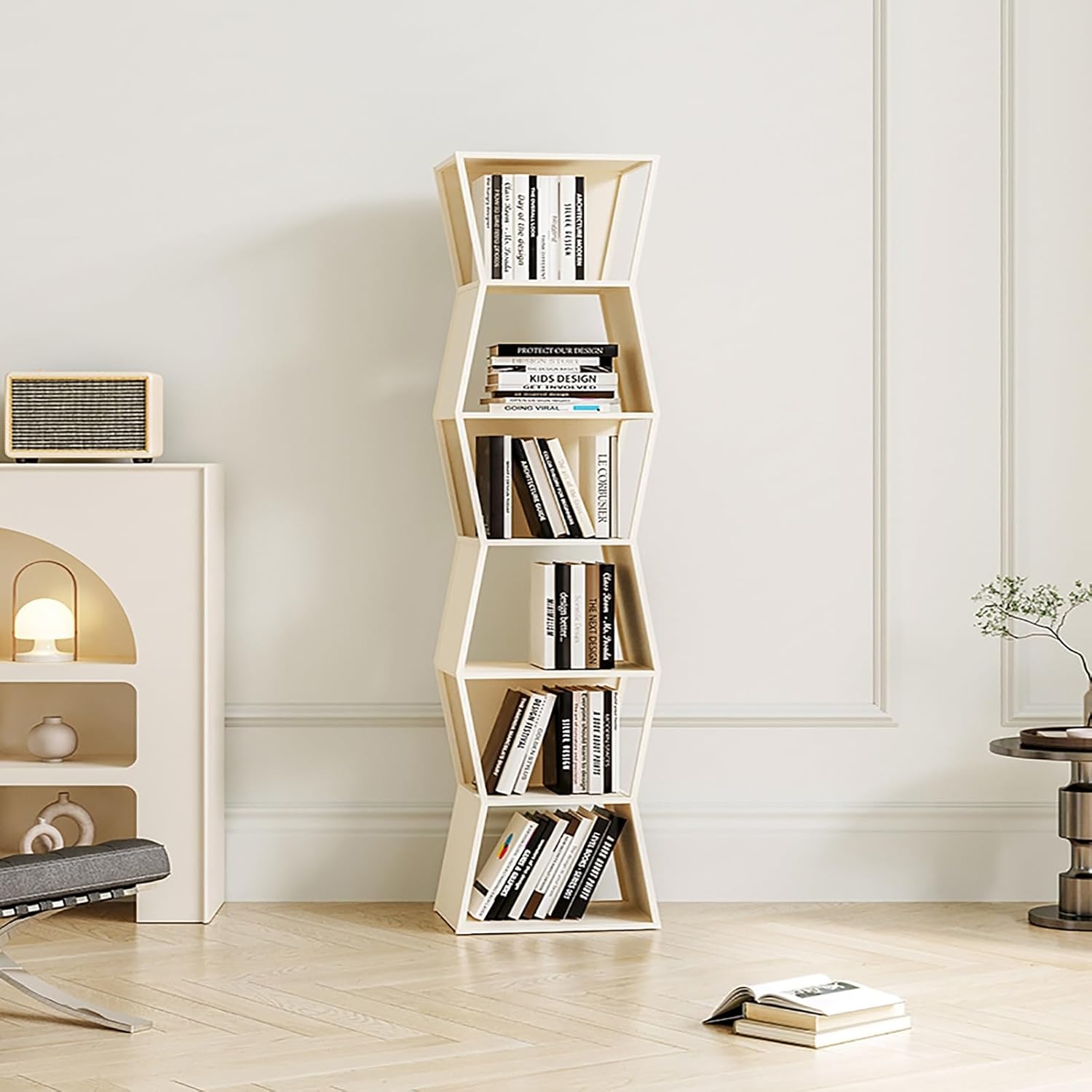 Vertical Bookshelf, 3/4/5-Tier Bookcase, Narrow Spine Book Shelf for Small Space, Corner Standing Shelf for Living Room, Office, Study, Entryway(Black,150cm/59in)