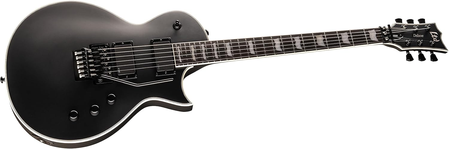 ESP LTD Deluxe EC-1000FR Electric Guitar, Black Satin