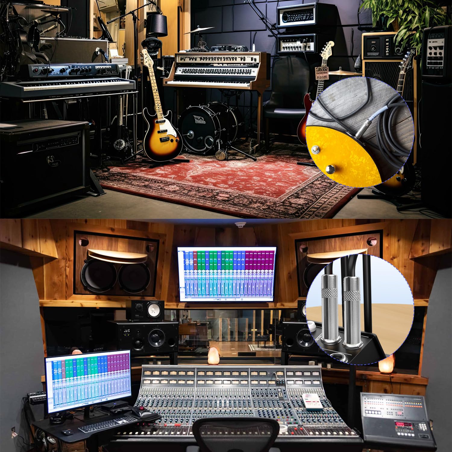 2 Pack 100ft 1/4 Inch to 1/4 Inch Male Speaker Cable, 100 feet 6.35mm Stereo Audio Connection Cord, 12 Gauge AWG Wires