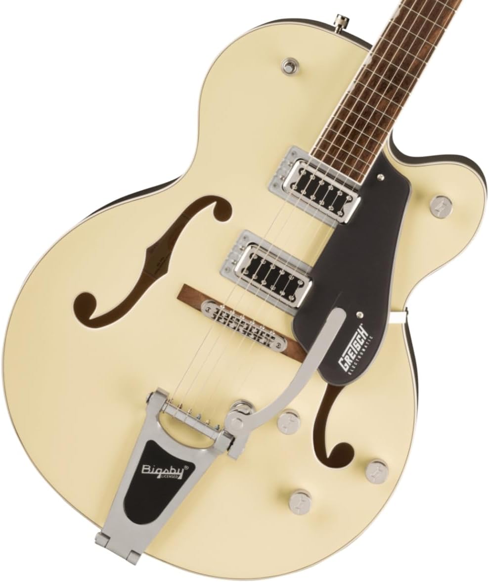 Gretsch G5420T Electromatic Classic Hollow Body Single-Cut 6-String Right-Handed Electric Guitar with Bigsby Tailpiece (Two-Tone Vintage White/London Gray)