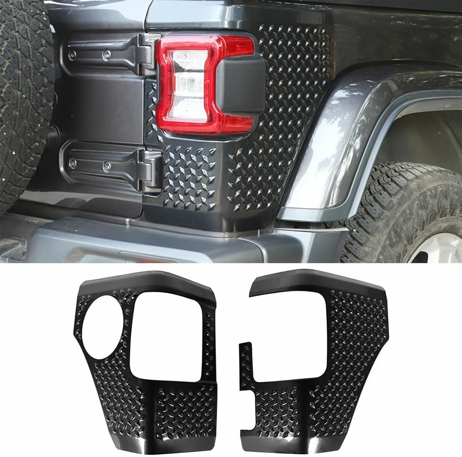 JL Rear Corner Guards Body Armor Kit Tail Light Trim Covers Compatible with 2018-2026 Jeep Wrangler JL JLU Rear Quarter Panel Black Diamond Armour