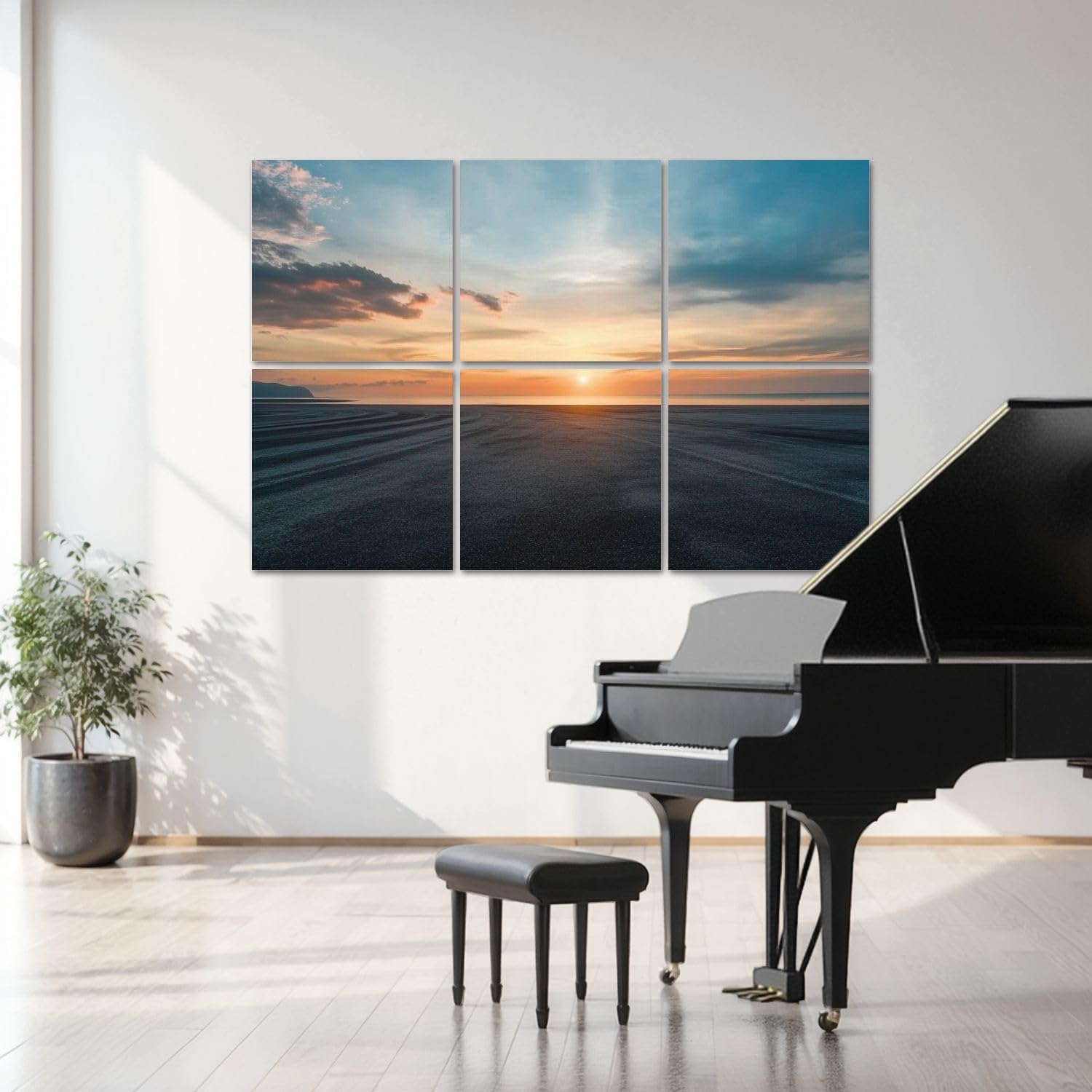 6 Pack Art Acoustic Panels Asphalt road pavement dramatic sky coastline Sound Absorbing Panel 48