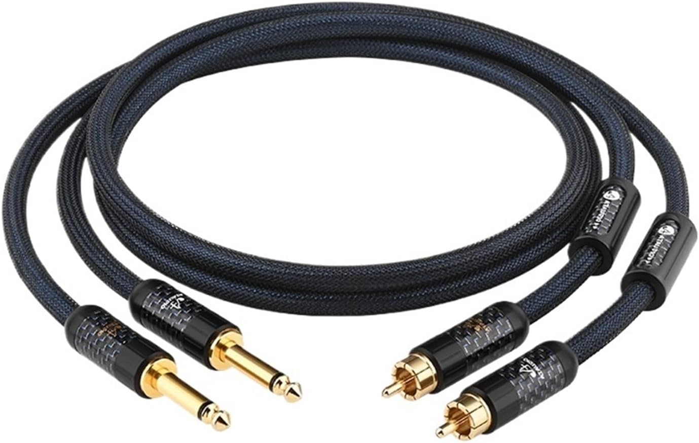 HiFi Dual 6.5 to 2RCA Cable Pure Silver Dual 1/4 Inch TS Male to Dual RCA Male Audio Cable for TV Speaker(3.5 m)