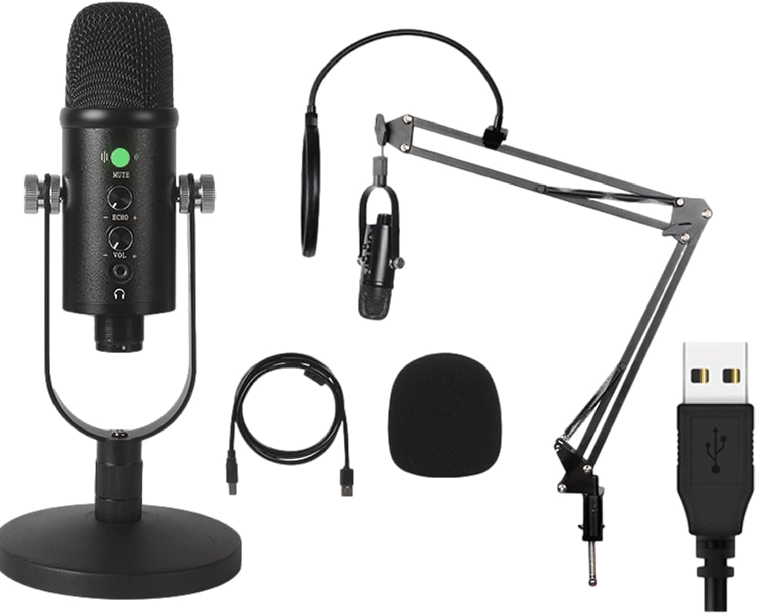 Maizoon USB Condenser Microphone for Computer Gaming Streaming Video Podcasting Recording Noise Reduction Live Broadcast Equipment Set NG01
