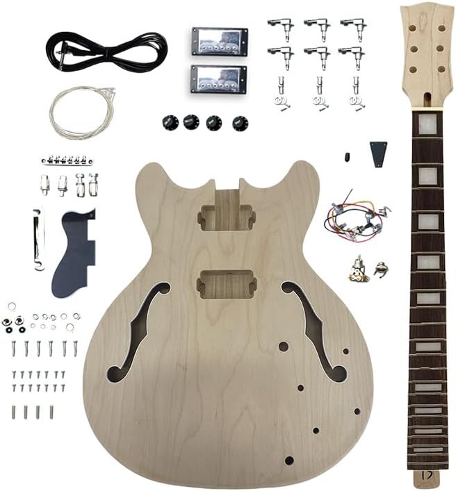 Yinfente DIY Guitar Kit With Mahogany Body Mahogany Neck With Rosewood Fretboard 6 String DIY Electric Guitar Kit With All Components To Build Your Own Guitar