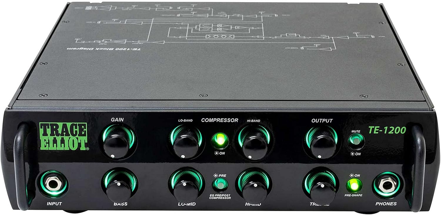 Peavey 03618570 Trace Elliot TE-1200 Bass Amplifier Head Portable Compact Amplifiers 1200-Watt RMS, 4 Band EQ PRO Amplification - TE1200