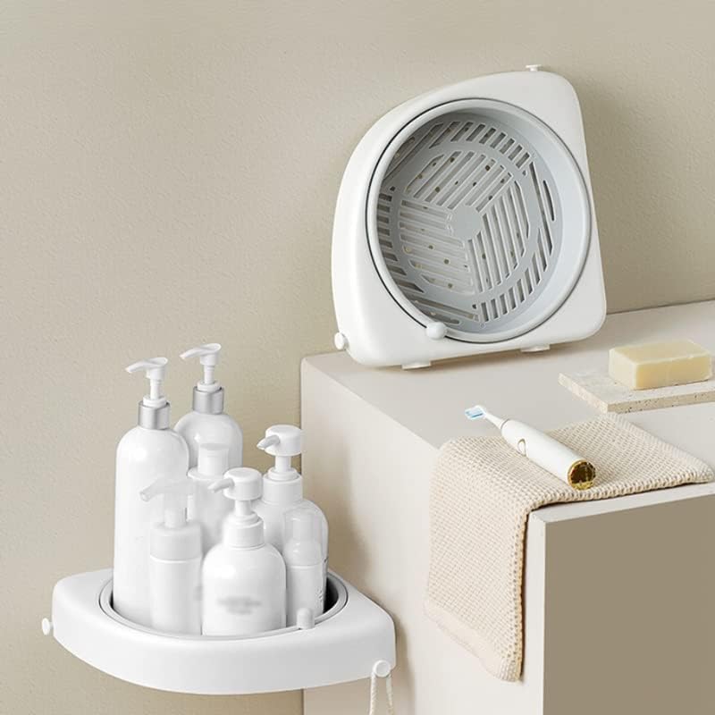 Rotatable Bathroom Shelf Shelves No-Drill Wall Mount Corner Shelf Shower Storage Rack Holder for Shampoo Organizer(Gray)