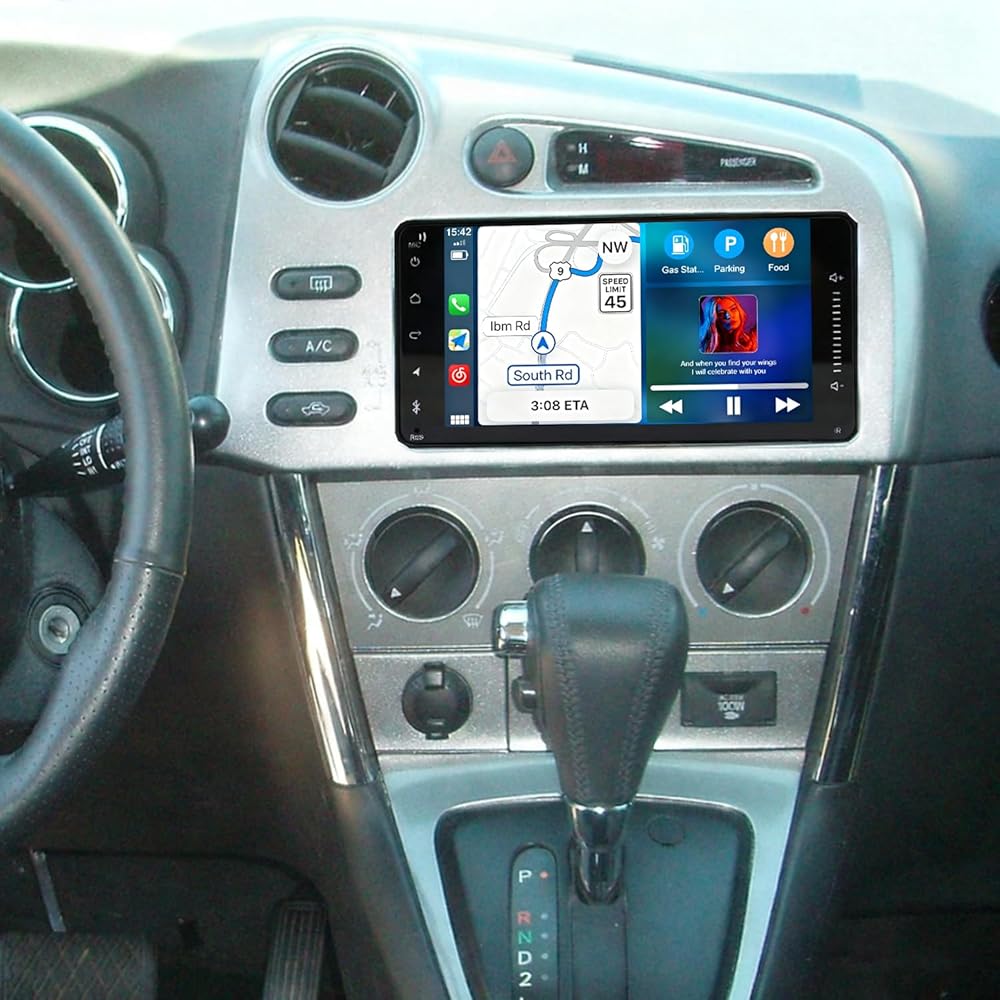 Android 14 Car Stereo for Toyota Matrix 2003-2008 7 Inch IPS Touchscreen 2G+32G Car Radio w/Wireless Carplay & Android Auto GPS Navigation Car Audio Receiver w/Bluetooth WiFi FM/RDS Backup Camera SWC