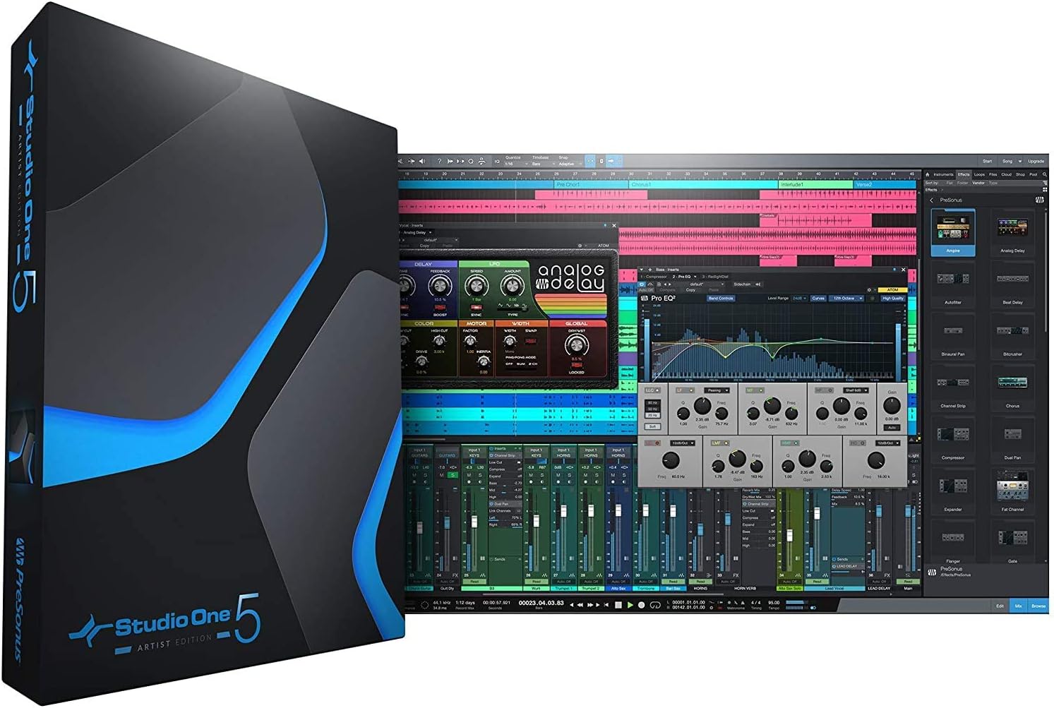 Presonus AudioBox 96 USB 2.0 Audio Interface Studio Bundle and PD-70 Dynamic Vocal Microphone with XLR Cable with Studio One Artist Software Pack with Eris 3.5 Pair Studio Monitors