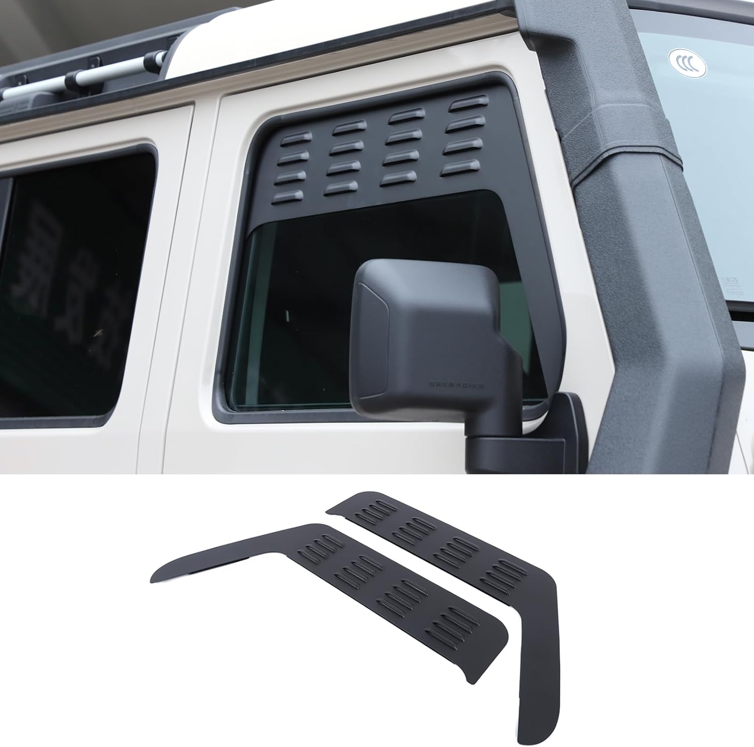 Car Rear Side Window Louvers Exterior Accessories Compatible with Ineos Grenadier 2020-2025 ，Air Vent Scoop Shades Cover，Window Vents Screens Cover (Front)