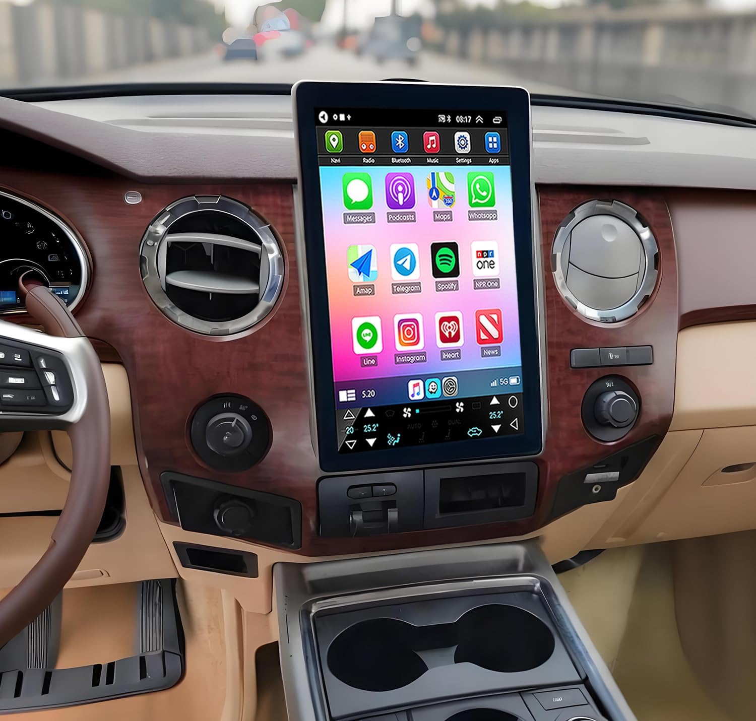 2+32G Double Din Radio Rotated Stereo for 2006-2014 Ford F-250 F-350 Super Duty with Wireless Carplay & Android Auto,10 Inch Car Audio Receiver GPS Navigation Unit with Bluetooth Head Unit WiFi SWC