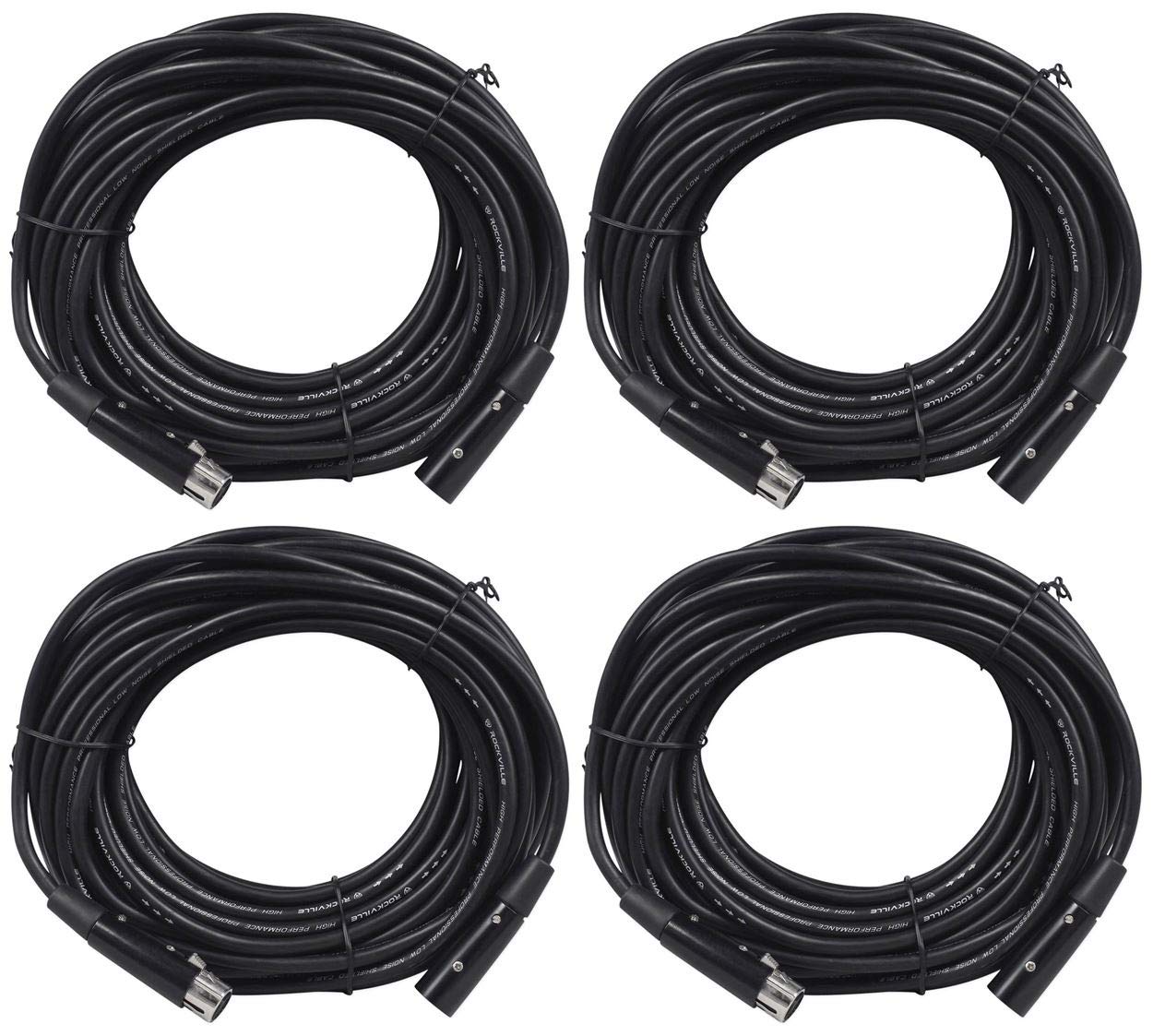 Rockville RDX5M50 50 Ft 5-Pin Male-Female DMX Lighting Cables, 120-Ohm True DMX Wire with OFC Conductors, Nickel-Plated XLR Connectors, Shielded for EMI/RFI Rejection, Light Rig Setup, 4-Piece