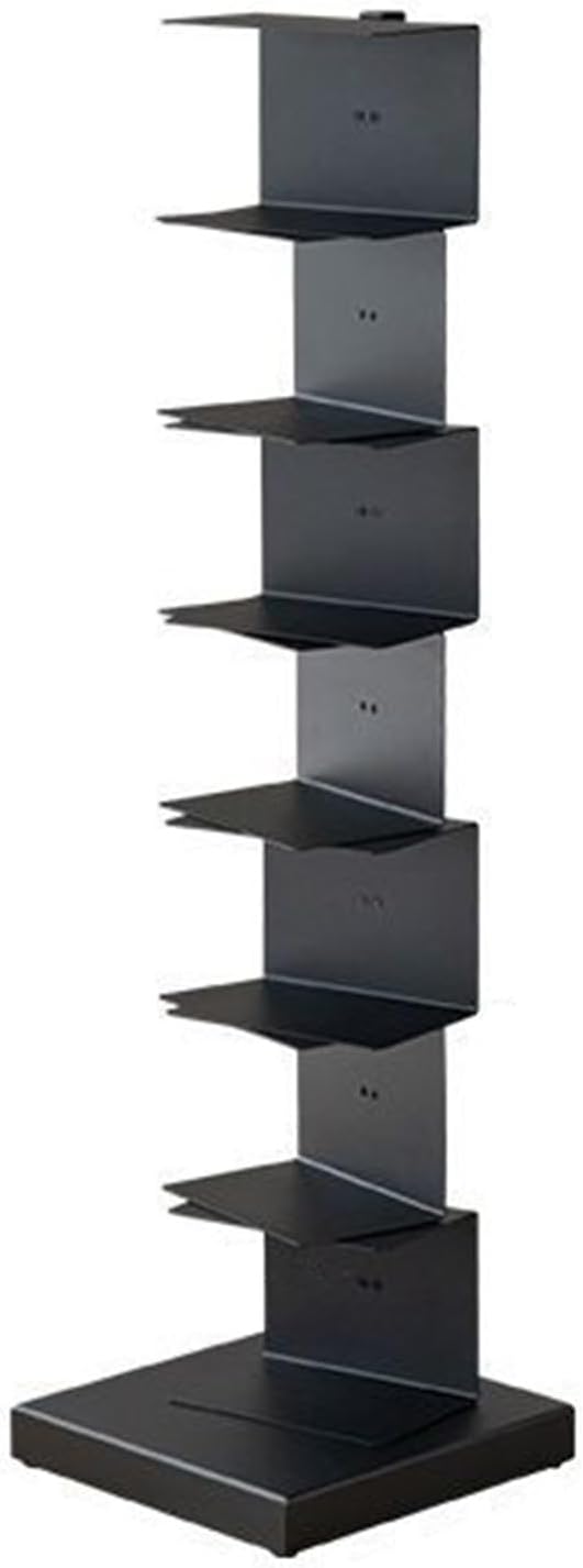 Industrial Bookshelf,6/7/8/9 Layer Corner Bookcase,Storage Display Rack, Multi-Layer Storage Rack,inch Tall Corner Shelf, Suitable for Small Space, Office(White,6tier) (Black 7tier)