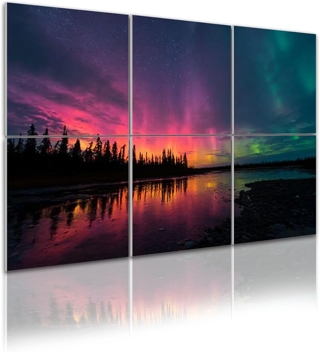 6 Pack Art Acoustic Panels Colorful Borealis Northern Lights Yellowknife Northwest Territories Sound Absorbing Panel 48