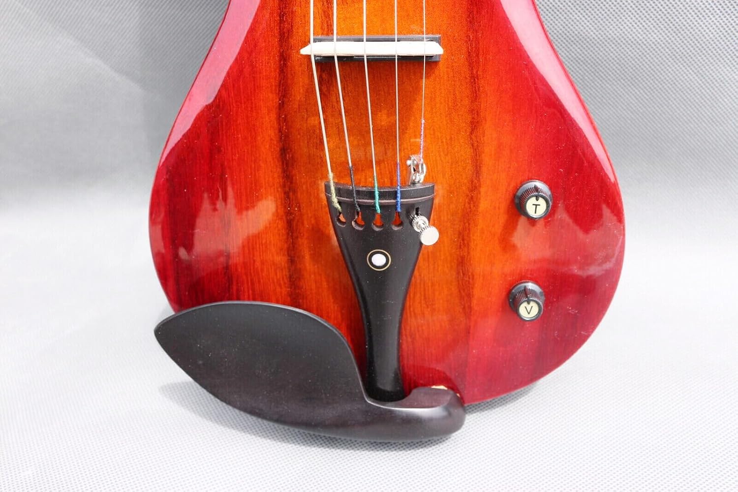 Full size Electric Violin 4/4, Electric violin kit for 5 String Solid wood body with Ebony fittings guitar-shaped Powerful Sound,case,bow