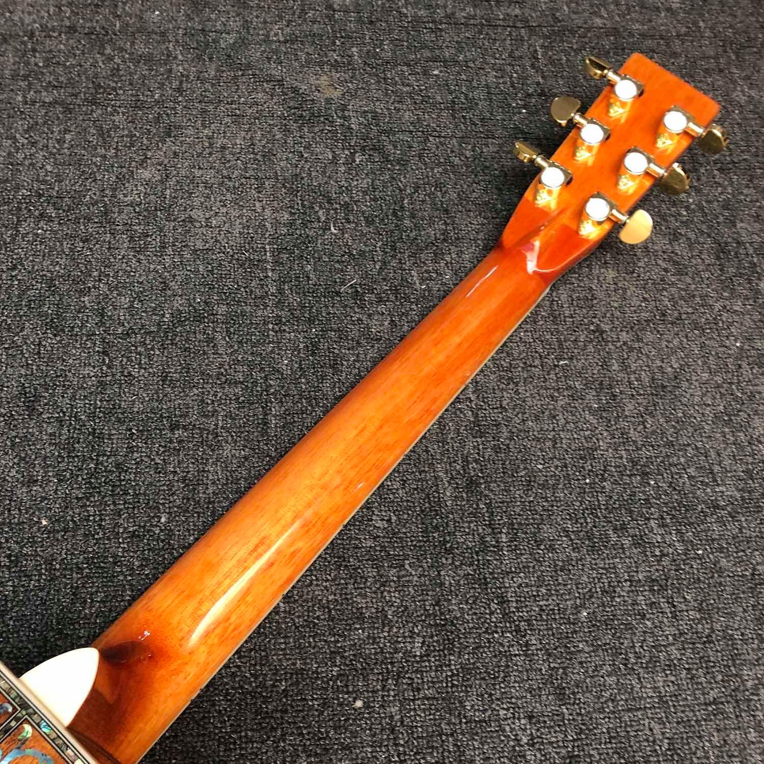 40 Inch OM Type Solid KOA Wood Top Cutaway Acoustic Guitar Ebony Fingerboard Abalone Inlays 43mm Nut Width with Double B1G Soundhole Pickup