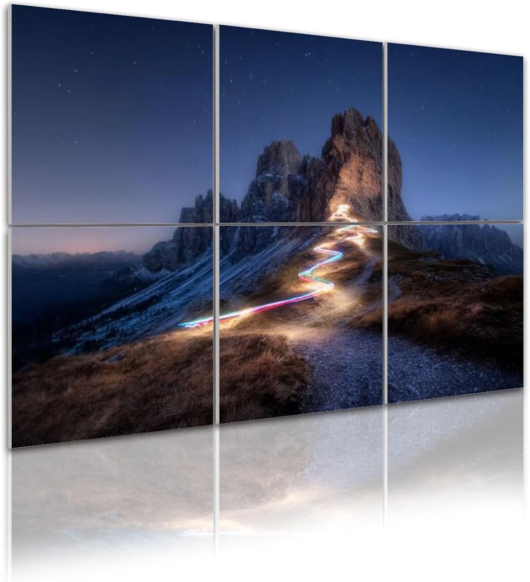 6 Pack Art Acoustic Panels Flashlight trails mountain against high rocks night spring Sound Absorbing Panel 48