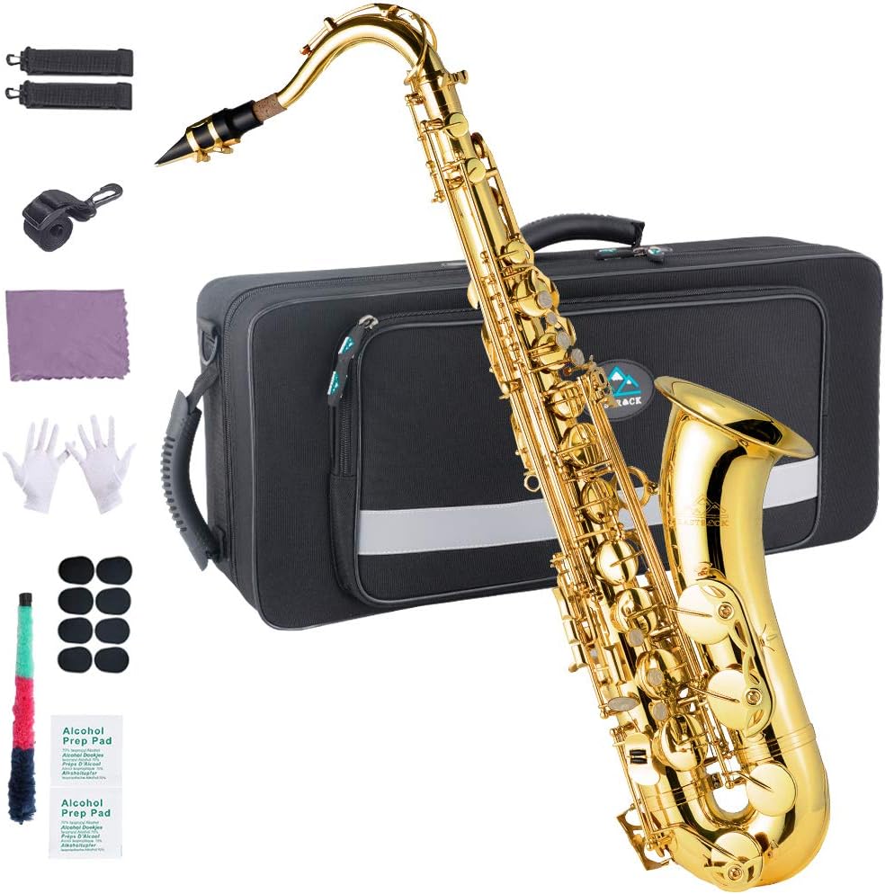 EASTROCK Tenor Saxophone Golden B Flat Tenor Sax Professional Tenor Saxophone for Beginners Students and Musicians with Carrying Case,Mouthpiece,Reeds,Cushion Pads,Cleaning Kit,Neck Strap