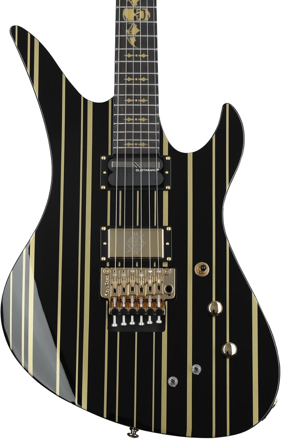 Schecter Synyster Gates Custom-S - Black with Gold Stripes