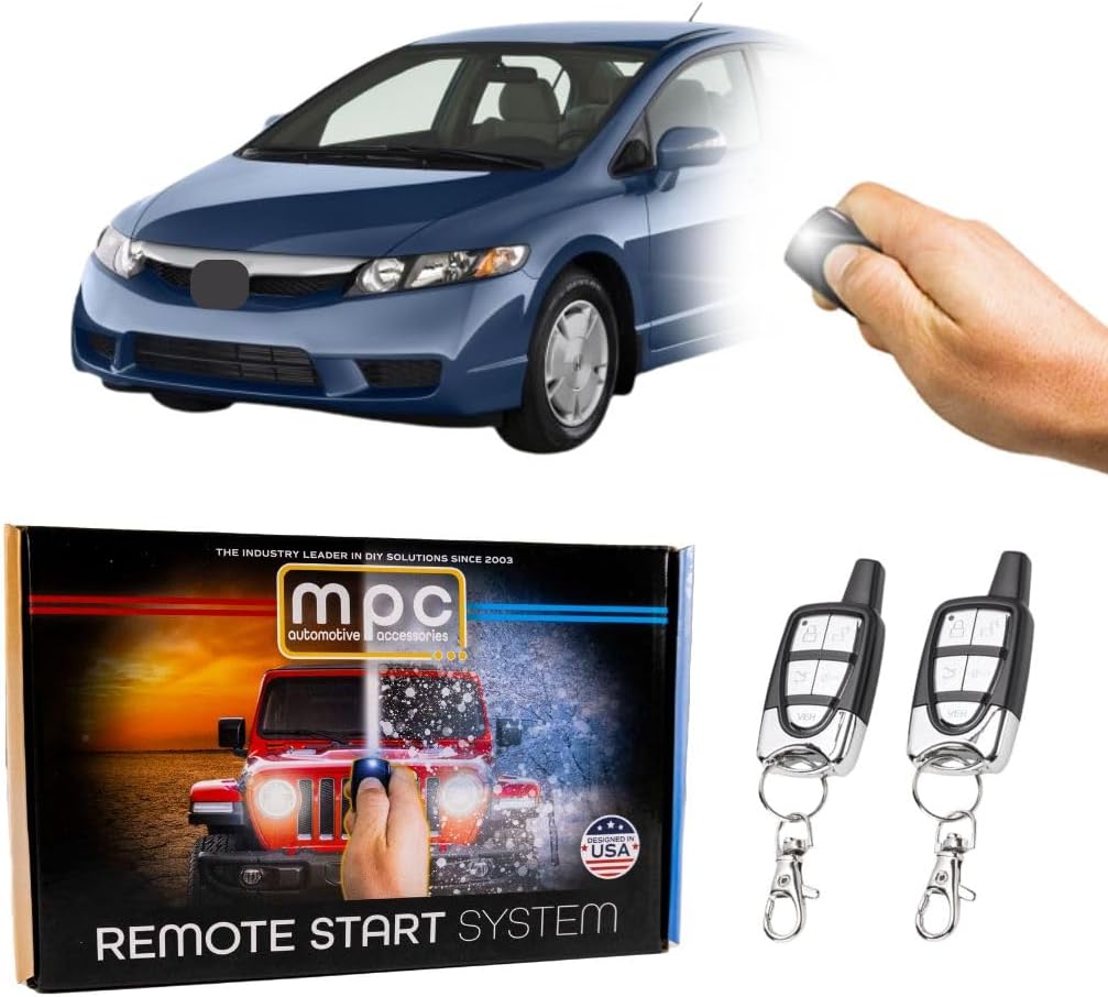 MPC 5-Button Keyless Entry Remote Start Kit Compatible with Honda Civic 2006-2011 - Includes T-Harness - Plug-n-Play