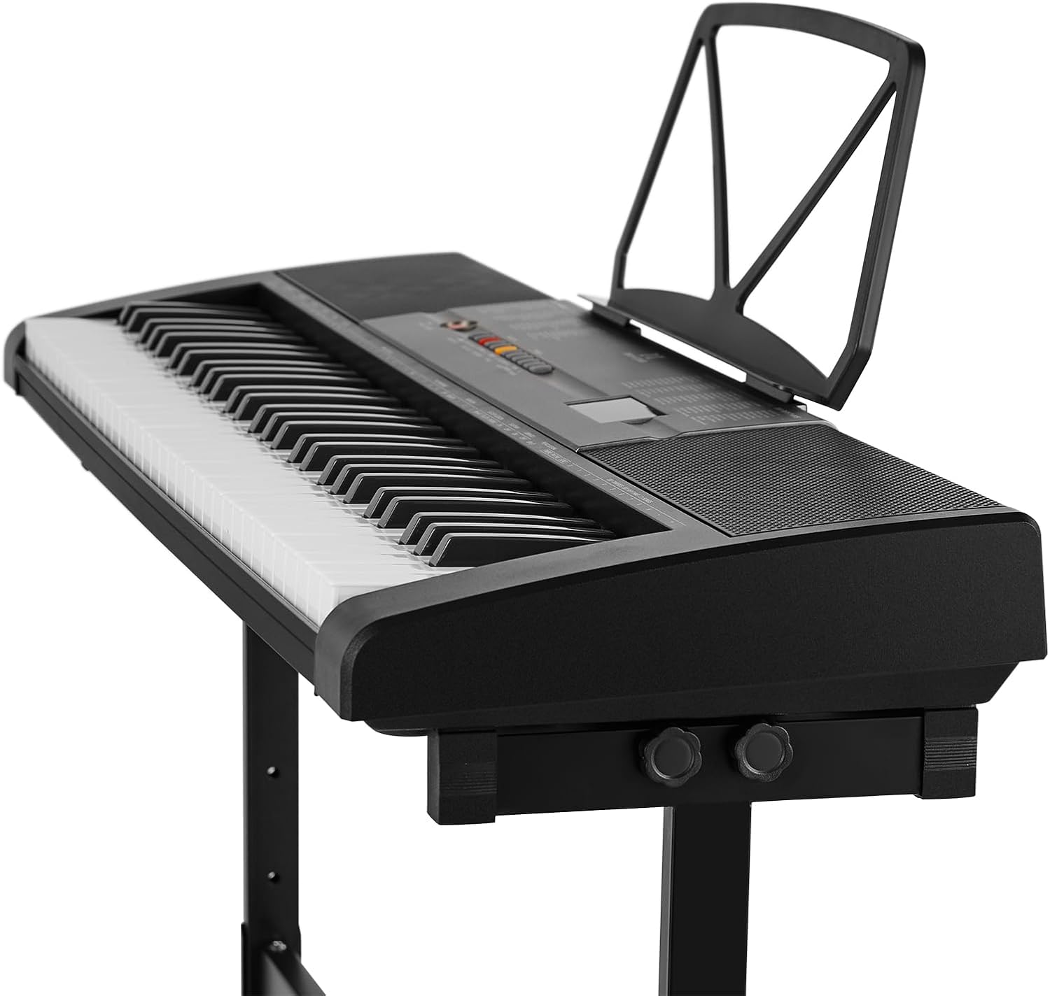 61 Key Electric Piano Keyboard for Beginners with Lighted Keys – Includes Stand, Bench, Headphones, Microphone, Note Stickers & Built-in Speakers – Digital Piano Learning Keyboard