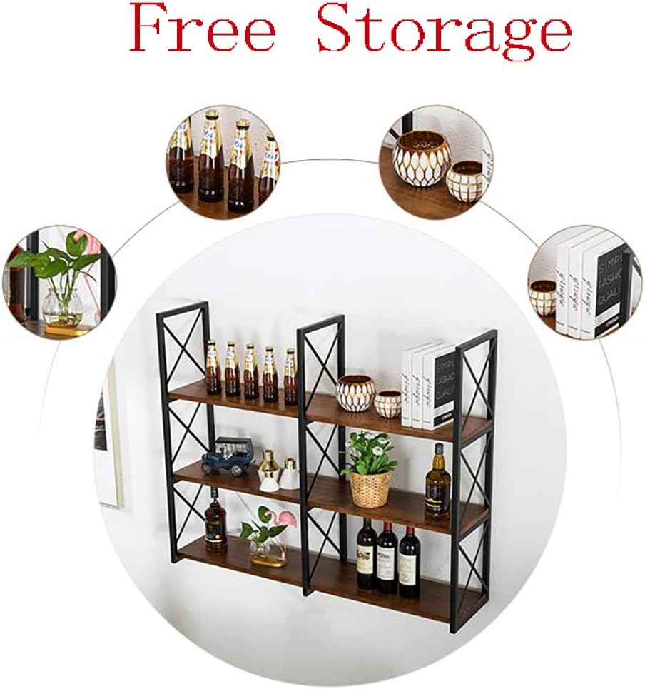 2-Tier Floating Shelves for Wall, Rustic Wood Geometric Style Decor Shelf,Industrial Pipe Bathroom Shelf Wall Mount,20kg Weight Capability,for Bathroom, Bedroom, Living Room,Kitchen, Office