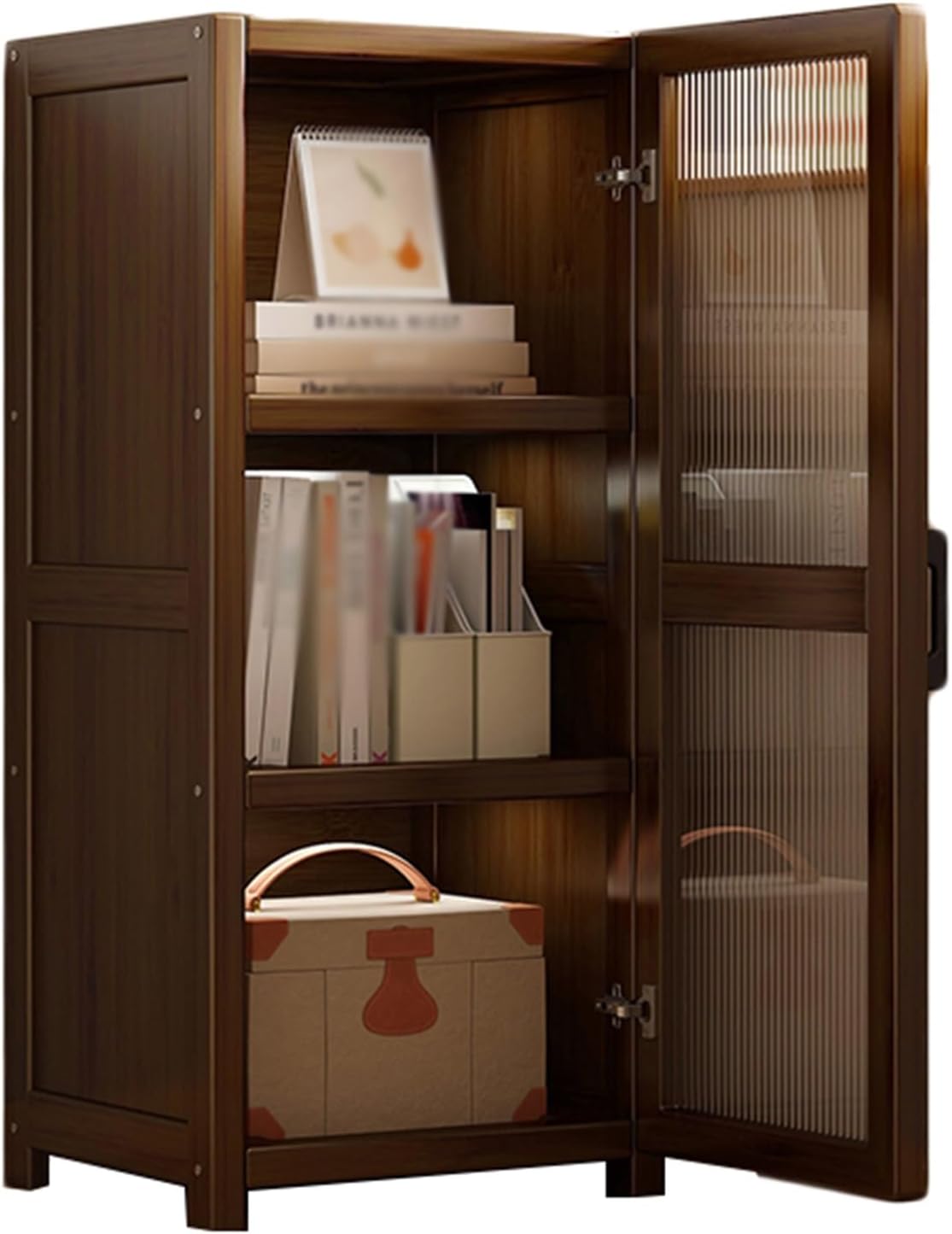 Industrial Bookshelf,4/5/6 Layer Corner Bookcase,Storage Display Rack, Multi-Layer Storage Rack,Corner Shelf, Suitable for Small Space, Office（Brown）(5tier) ()