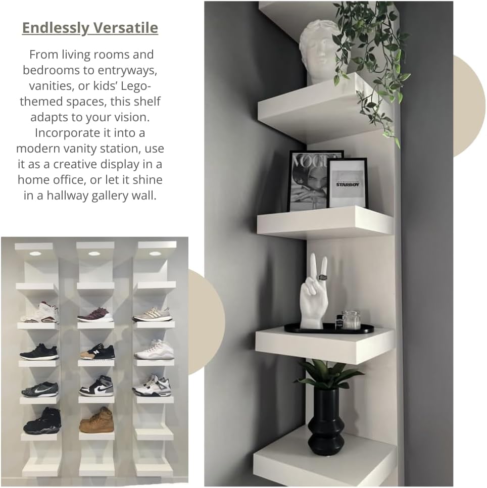 7 Tier Wall Shelf Unit with Led Light