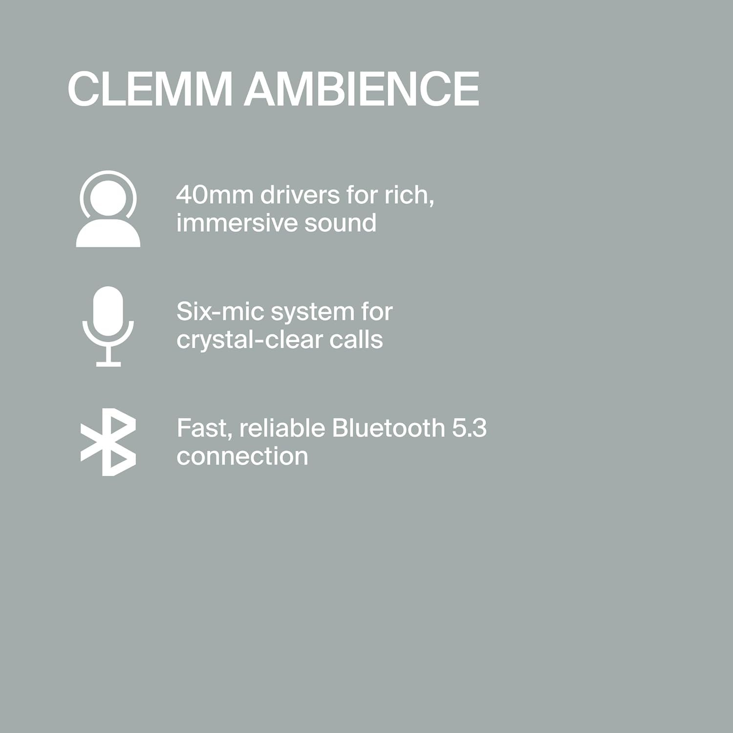 Clemm Ambience Over-Ear Headphones with Microphone, Noise Cancelling and Transparency Mode, 65H Playtime, Memory Foam, Ivory