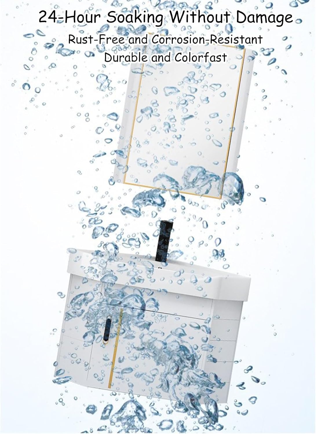 Bathroom Sink Vanity for Small Space, Wall Mount Corner Bathroom Vanity Cabinet with Sink Washing Hand Basin Design with Ceramic Sink & Mirror(Color:Blue,Size:38cm/14.9in)