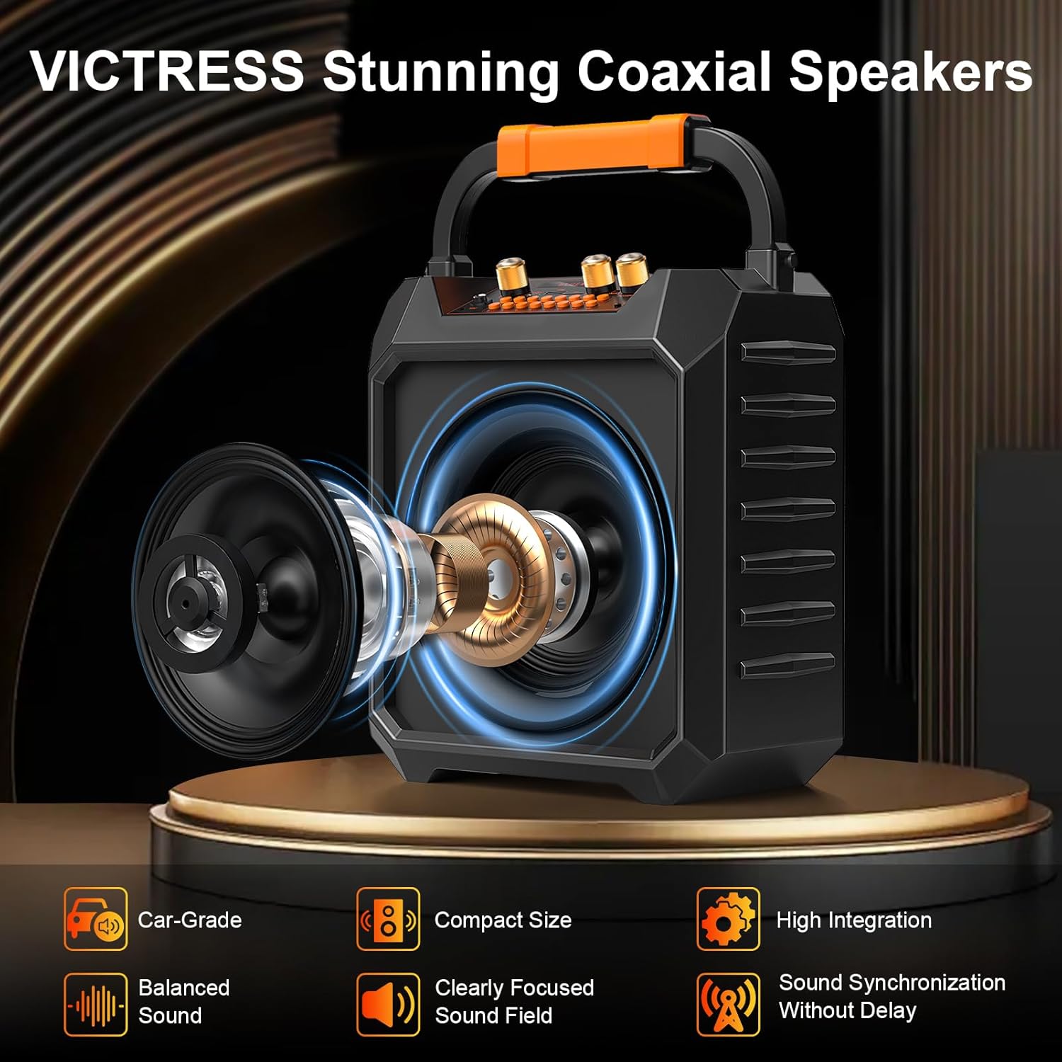 Portable Karaoke Machine with 2 Wireless Mics Bluetooth Karaoke Speaker with PA System for Adults,Parties,Home Use,Support BT/TF/USB/AUX/FM,Recording,LED Lights,Powerful Bass and Treble (K168N-Black)