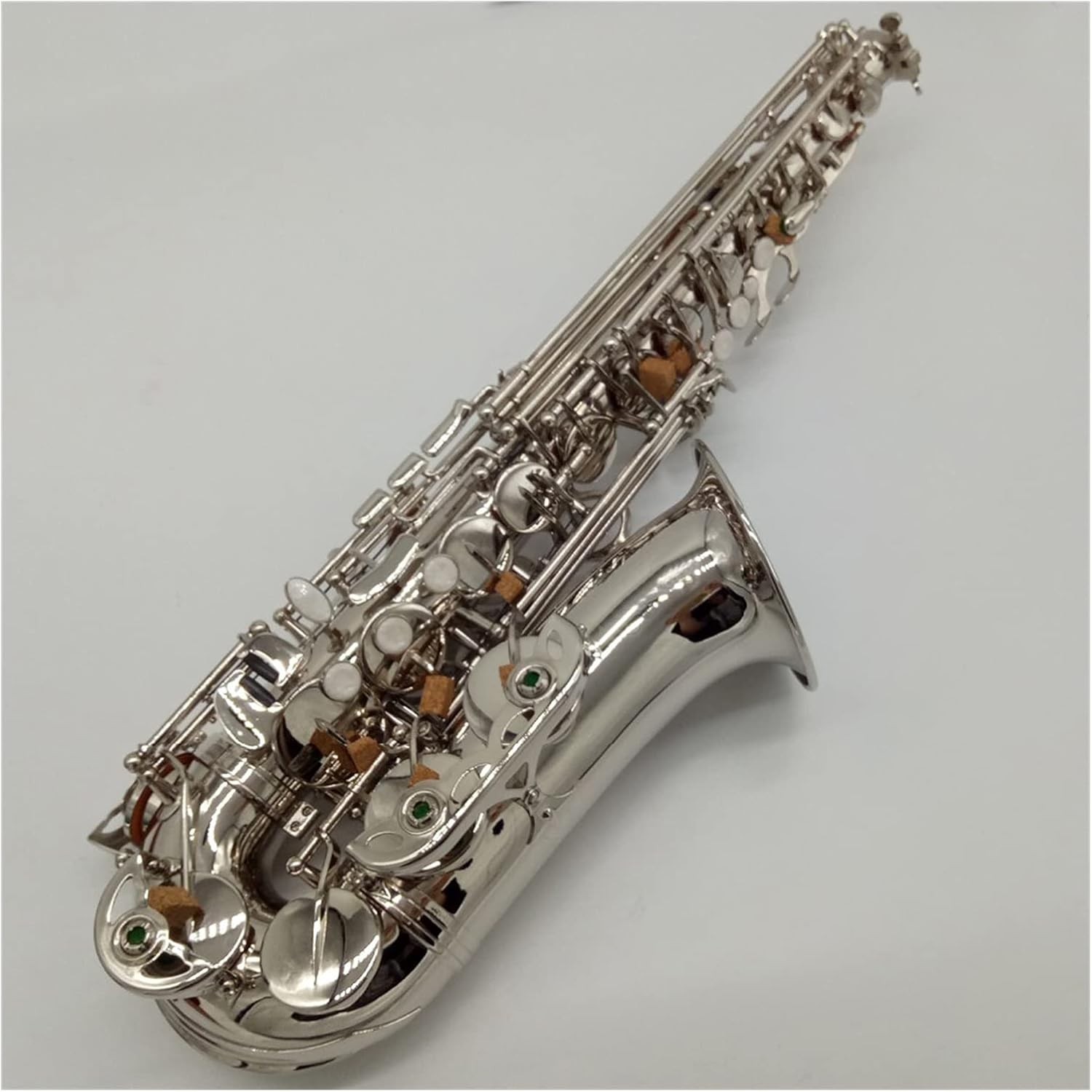 Saxophone Straight Alto Saxophone Nickel Plated E-Flat Alto Sax R54 with Case Mouthpiece Reeds Neck Key Type Woodwind Instrument
