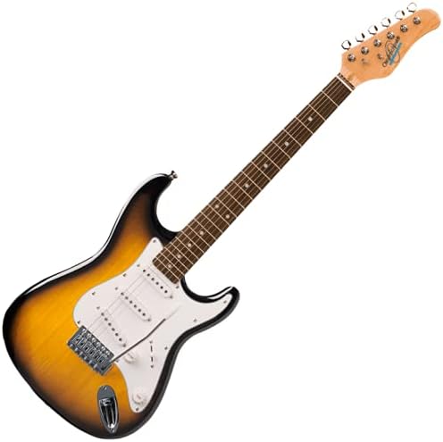 Oscar Schmidt 6 String Double Cutaway 3/4 Size Electric Guitar. Tobacco Sunburst, Right, (OS-30-TS-A)