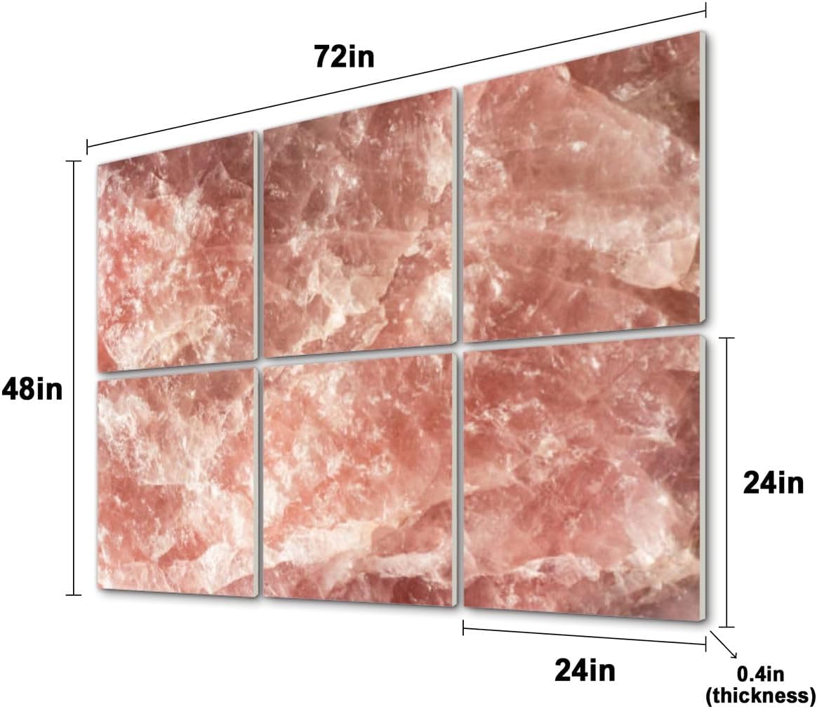 6 Pack Art Acoustic Panels Himalayan pink salt rock from whole solid crystal block Soundproof Wall Panels, 48
