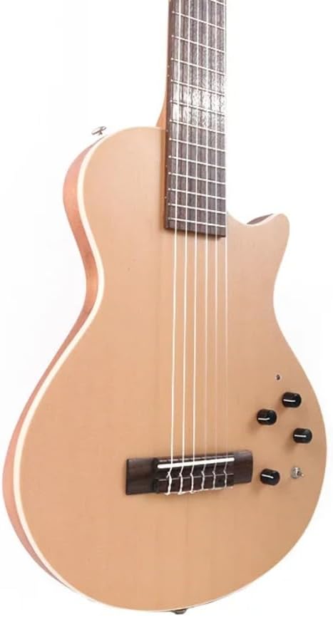 Portable Silent Electric Guitar with Nylon Strings & Multiple Sound Effects – Lightweight Travel Guitar with Bag for Quiet Practice, Folk & Classical Playing, Beginners Training, Home Studio