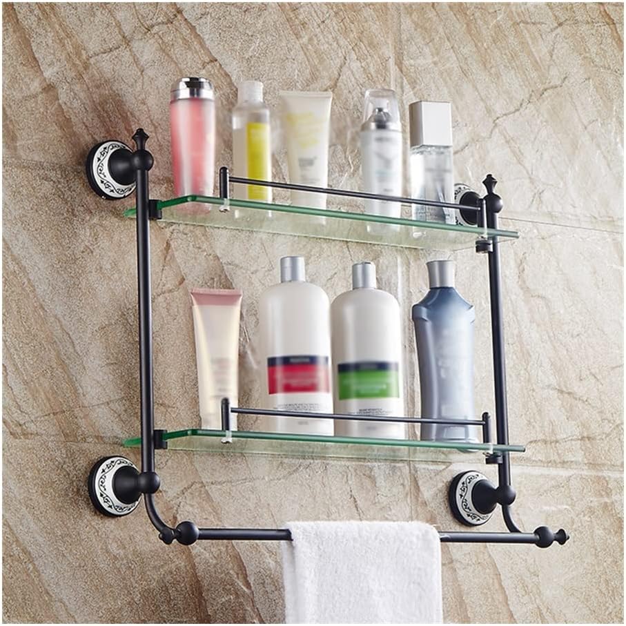 Shower Caddy 2021 New Bathroom Shelves, Corner 2-Tier Tempered Glass Shelves for Home Decorations, Bathroom Accessories Wall Mount Shelves Bathroom Organizer