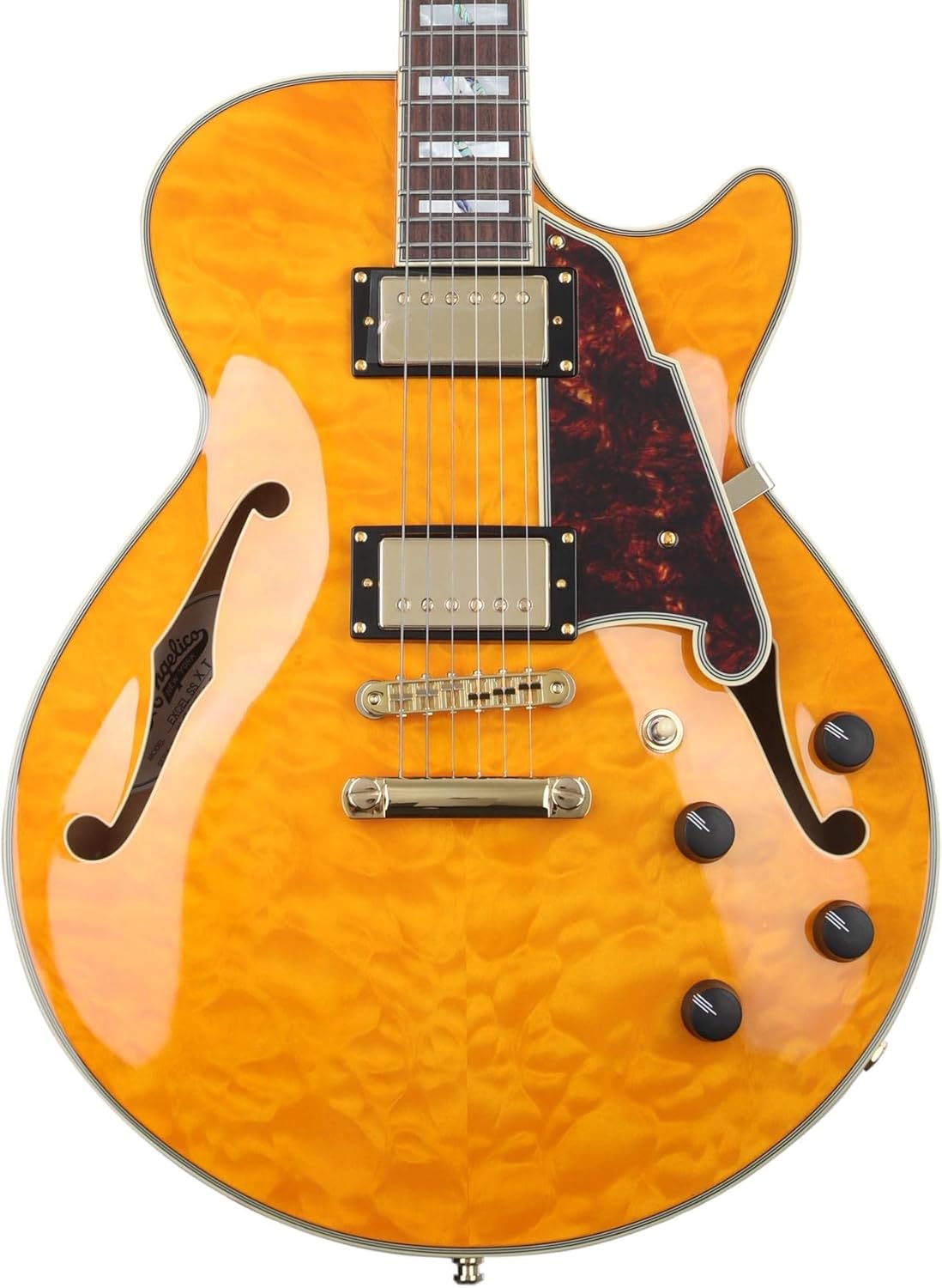 D'Angelico Excel SS XT Semi-hollowbody Electric Guitar - Vintage Natural Quilt with Stopbar Tailpiece