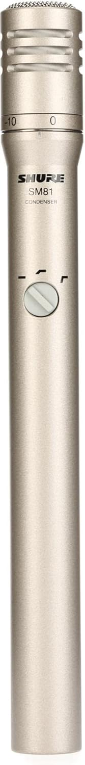 Shure SM81-LC Cardioid Condenser Instrument Microphone for Guitar, Piano, and Cymbals, Includes Swivel Adapter, Attenuator-Switch Lock, Windscreen, Carrying Case, No Cable Included (SM81-LC)