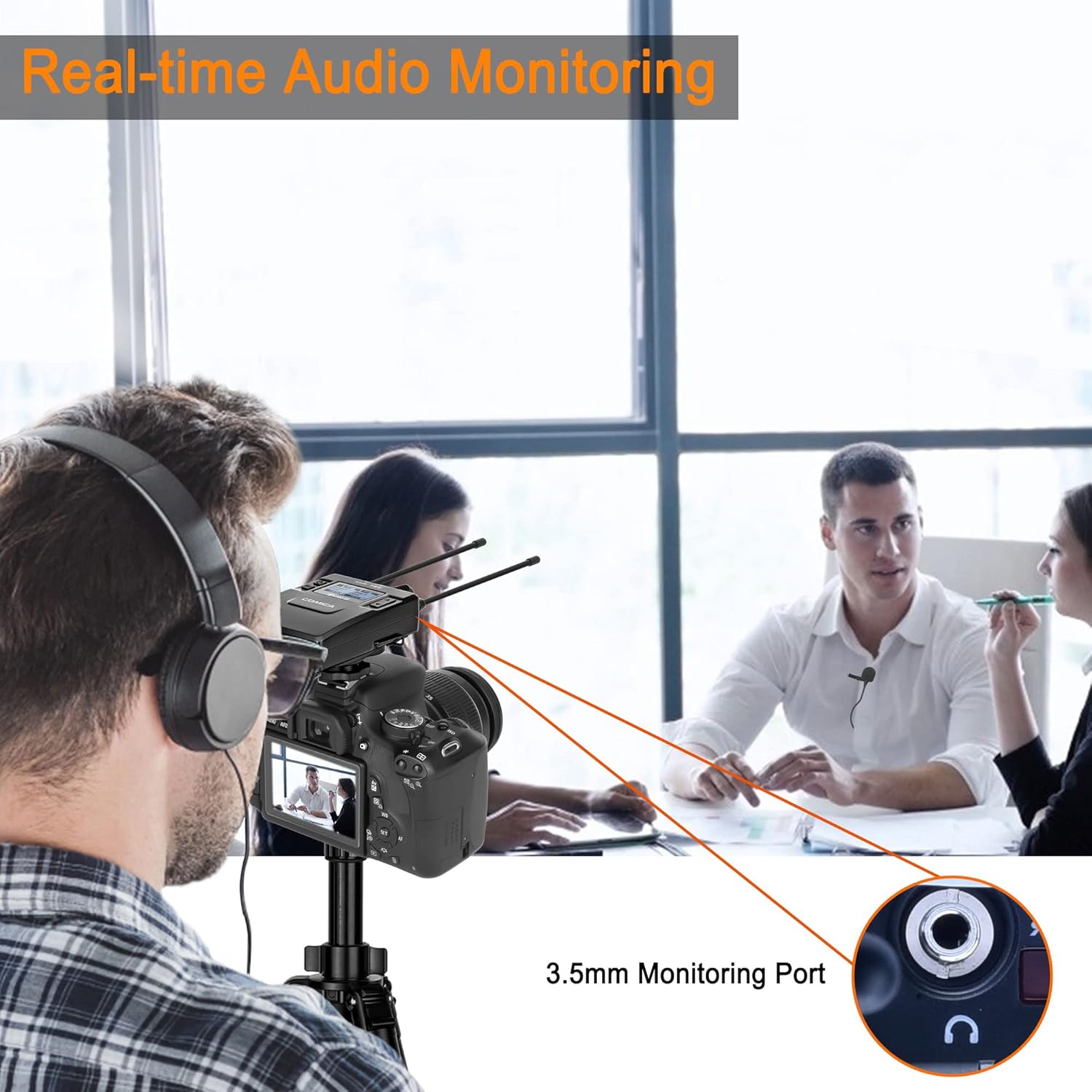 COMICA CVM-WM300A 96-Channel UHF Wireless Lavalier Microphone System Compatible with Cameras, Camcorders and Smartphones, Perfect for YouTube Podcast Vlog Video Recording and Interview(2TX+1RX)