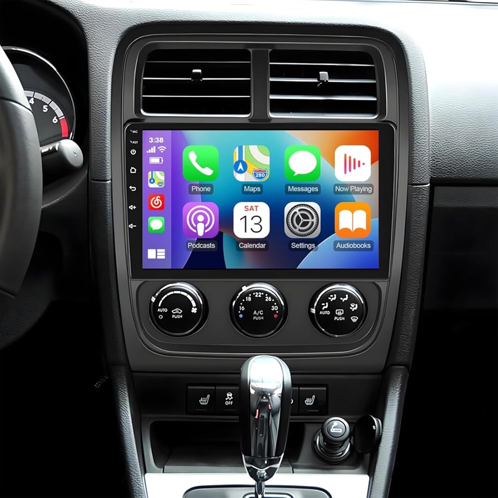 PHEZEN 10.1 inch Touchscreen Car Stereo Fit for Dodge Caliber 2009-2011, Android 15 Double Din Car Radio with Carplay & Android Auto in-Dash Navigation BT Mirror Link WiFi Backup Camera 2+64G